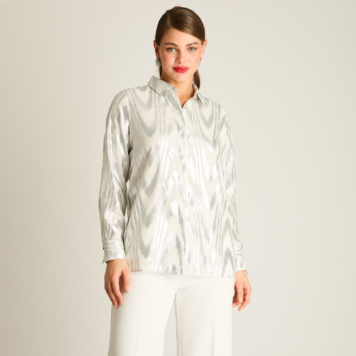 Blusa Plata Brillante de Fiesta